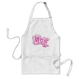 Tablier Mom white and dark pink graphic cooks apron