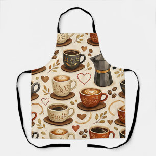 Tablier Moment Cozy Café - Motif Sans Couture Esthétique C