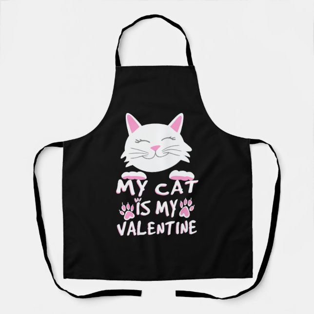 Tablier Mon chat est mon Saint-Valentin    (Recto)