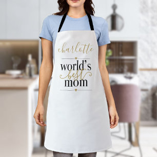 Tablier Mondes Black et Gold personnalisés Meilleure maman