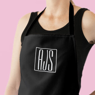 Tablier Monogramme 3 Initiales Noir & Blanc
