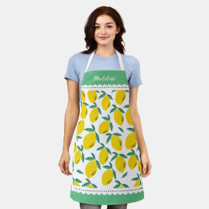 Tablier Monogramme à motifs citron sur toute l'impression