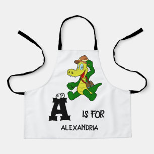 Tablier Monogramme A personnalisé est pour Alligator drôle