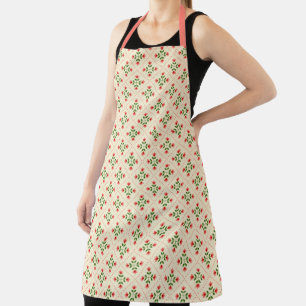 Tablier Monogramme  Art populaire Floral Pink & Green Quil