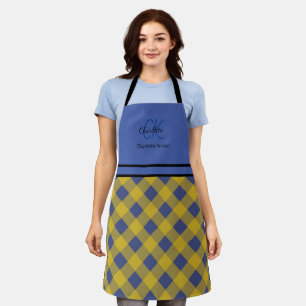 Tablier Monogramme bleu et jaune