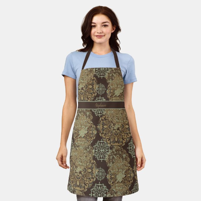 Tablier Monogramme Boho Moody Mandalas Apron (Porté)