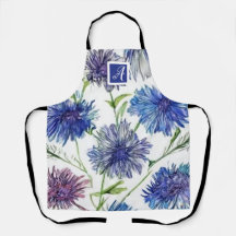 Monogramme botanique Jolis bleuets bleu violet