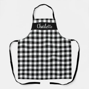 Tablier Monogramme carreaux de bœuf noir et blanc moderne