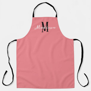 Tablier Monogramme Coral rose Script personnalisé
