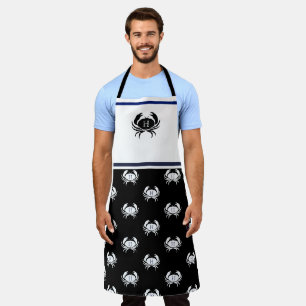 Tablier Monogramme Crabe noir et blanc Nautique