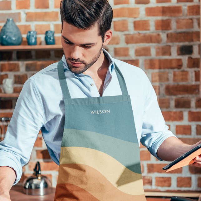 Tablier Monogramme de bande rétro ondulée (Créateur téléchargé)