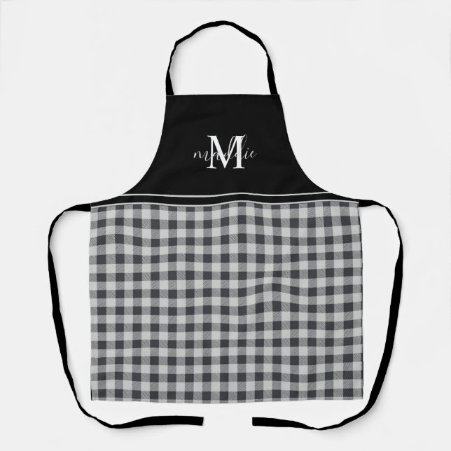 Tablier Monogramme de Buffle noir et blanc tendance (Recto)