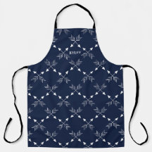 Monogramme de Motif bleu et blanc de la marine mod