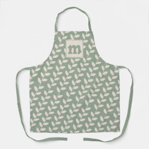 Tablier Monogramme de Motif de feuille rétro les années 70
