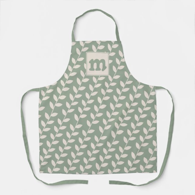 Tablier Monogramme de Motif de feuille rétro les années 70 (Recto)