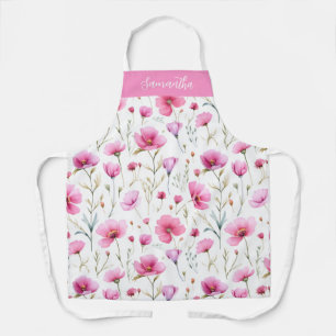 Tablier Monogramme de nom de fleur sauvage à l'aquarelle r