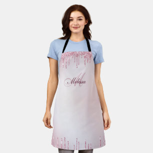 Tablier monogramme de nom personnalisé parties scintillan