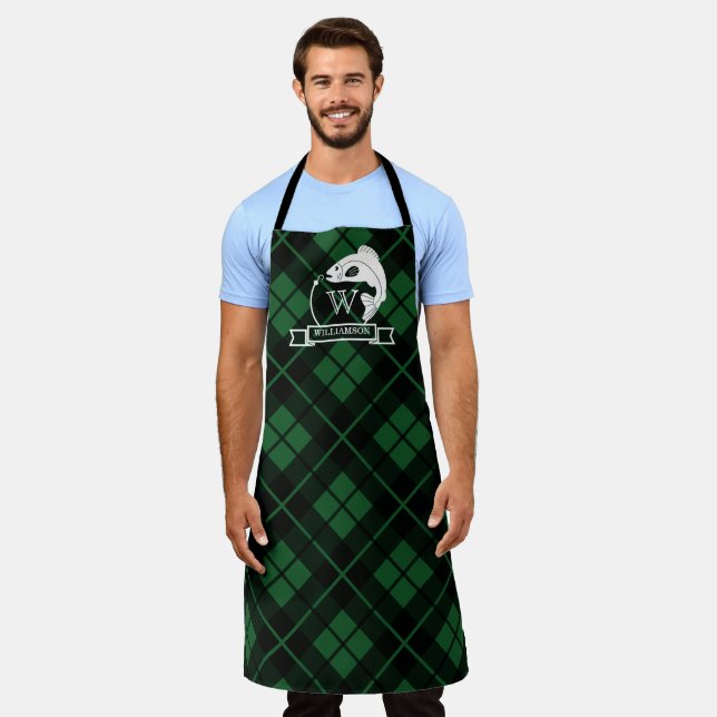 Tablier Monogramme de poisson vert et de hochet (Porté)
