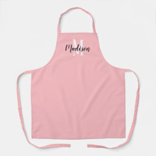 Tablier Monogramme de script rose Cute Pastel Personnalis