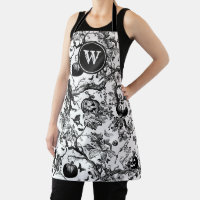 Monogramme de toile d'Halloween noir et blanc