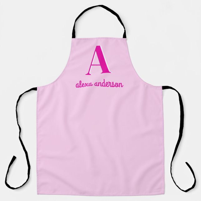 Tablier Monogramme Dolly Rétro Rose chaud (Recto)