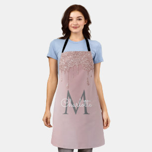 Tablier Monogramme élégant à gouttelettes de paillettes ro