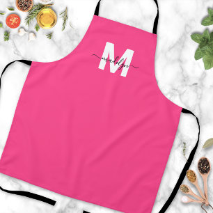 Tablier Monogramme Élégant Minimaliste Moderne Rose