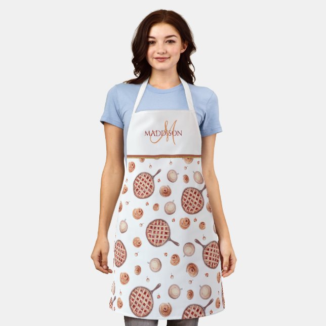 Tablier Monogramme élégant, pâtisseries amusantes et Motif (Porté)