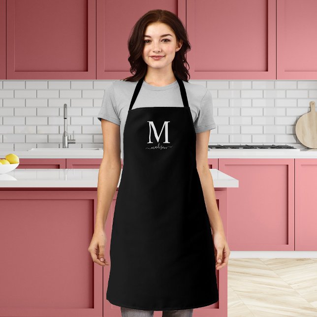 Tablier Monogramme et calligraphie avec couleur modifiable (Créateur téléchargé)