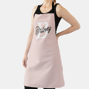 Tablier Monogramme et nom personnalisé moderne Pastel Pink