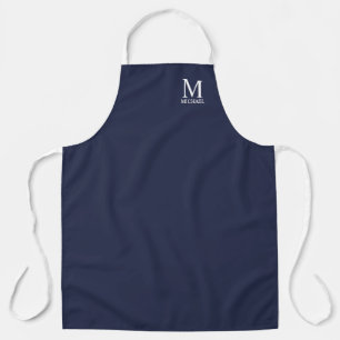 Tablier Monogramme et nom personnalisés bleu marine