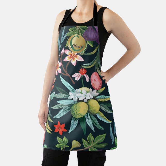 Tablier Monogramme exotique tropical du paradis floral (Insitu)