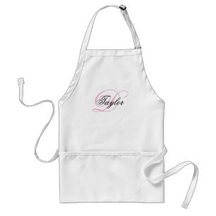 Tablier Monogramme fantaisie noir et rose