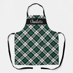 Tablier Monogramme festive vert plaid Black Watch