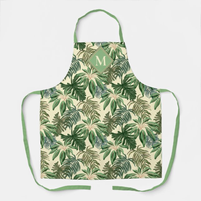 Tablier Monogramme Feuille de palmiers tropicaux (Recto)