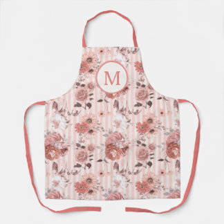 Tablier Monogramme floral Rose poussiéreux