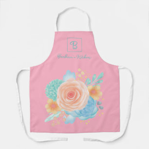 Tablier Monogramme Floral Rose rose
