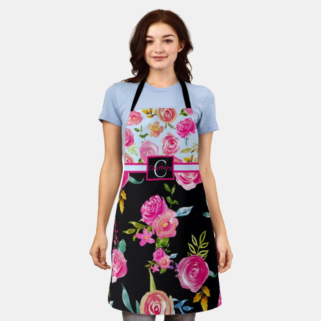 Tablier Monogramme floral très élégant (Porté)