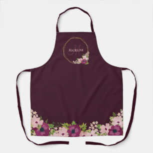 Tablier Monogramme géométrique floral rose-rose-marron