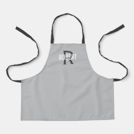 Tablier monogramme gris clair moderne nom du garçon tablie