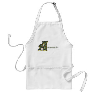 Tablier Monogramme Initial A Nom Marguerites Art Personnal