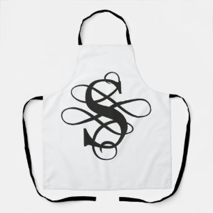 Tablier Monogramme initial Tourbillonnant noir et blanc