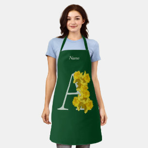 Tablier Monogramme initiale A narcisse personnalisé