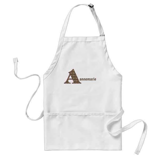 Tablier Monogramme Initiale A Nom Floral Personnalisé (Devant)