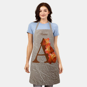 Tablier Monogramme Initiale A Personnalisé Rose Orange