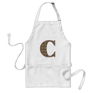 Tablier Monogramme Initiale C Élégant Floral Vintage