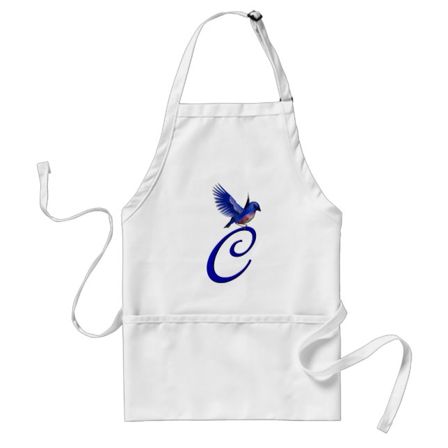 Tablier Monogramme Initiale C Élégant Oiseau Bleu (Devant)