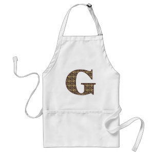 Tablier Monogramme Initiale G Élégante Florale Vintage