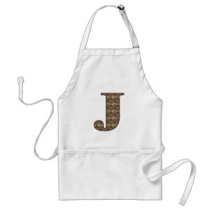Tablier Monogramme Initiale J Élégant Floral Vintage