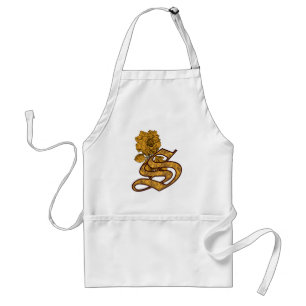 Tablier Monogramme Initiale S Élégante Fleur de Pivoine en